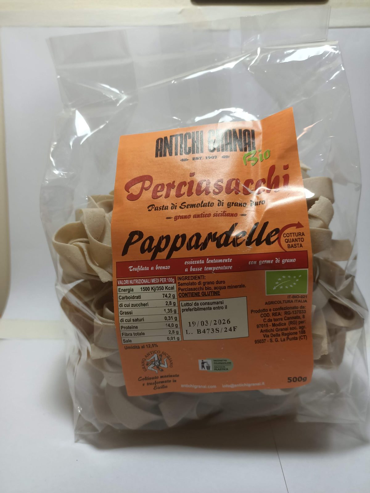 Pasta di Perciasacchi biologica