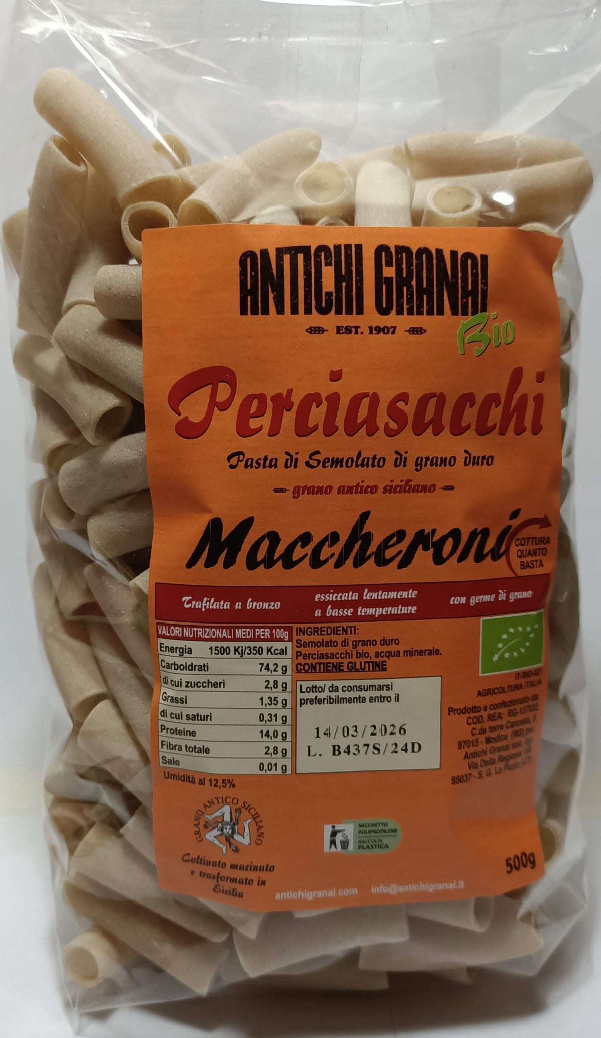 Pasta di Perciasacchi biologica