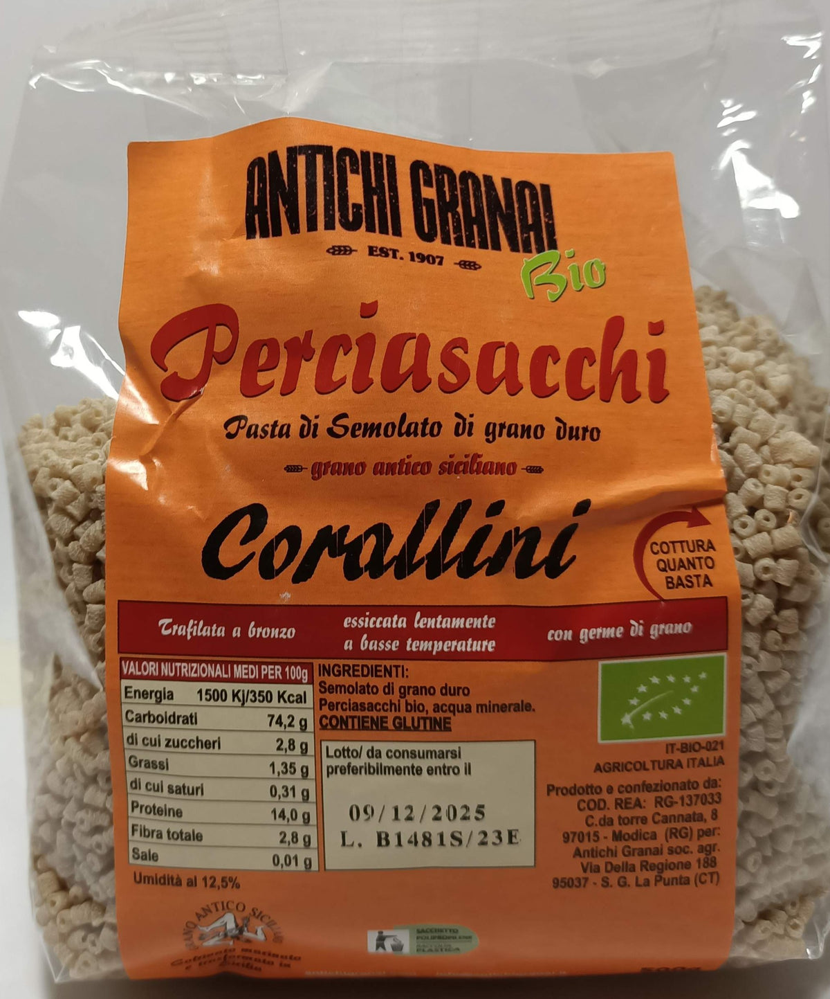 Pasta di Perciasacchi biologica