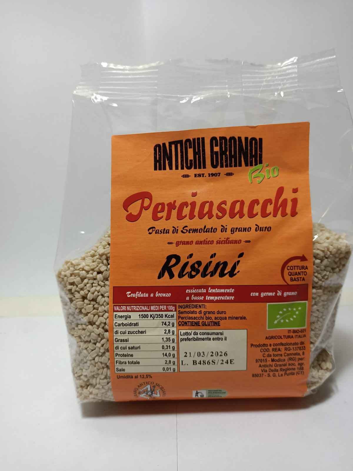 Pasta di Perciasacchi biologica