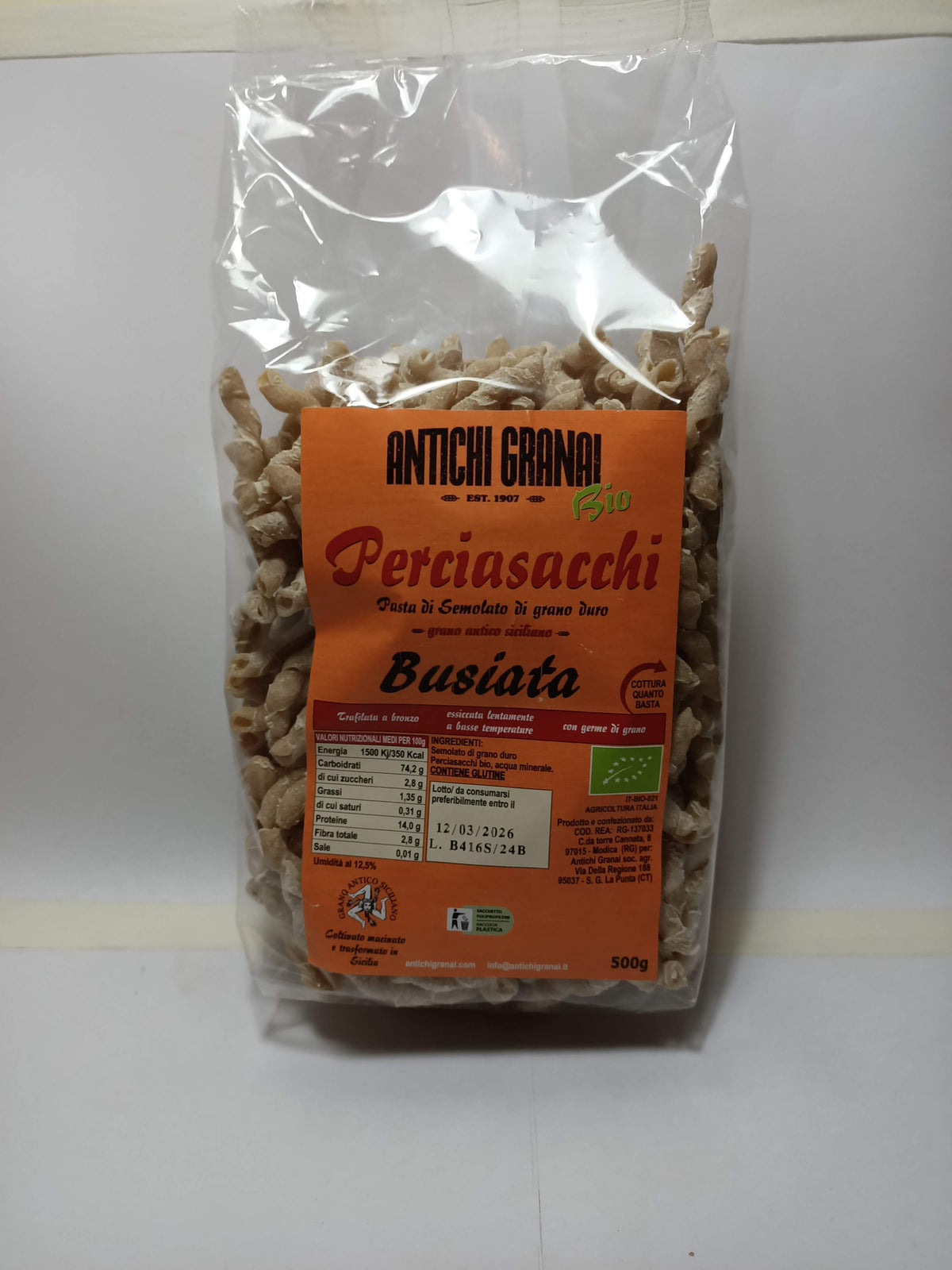 Pasta di Perciasacchi biologica